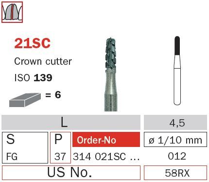 Diaswiss FG Crown Cutter Rnd End 21SC/012