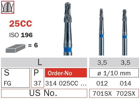 Diaswiss FG Crown Cutter Round End 25CC