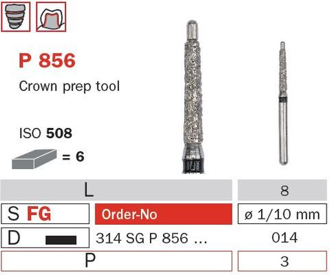 Diaswiss FG Crown Prep w/ Pin P856/014 X-Coarse