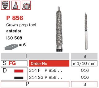 Diaswiss CrownPrep w/Pin Anterior P856/016 X-Coars