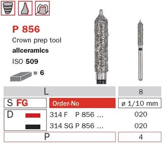 Diaswiss Crown Prep w/Pin Ceramics P850/020 X-Coar