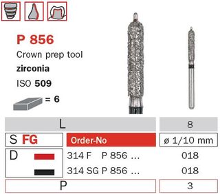 Diaswiss FG Crown Prep w/ Pin Zircona P856/018 Fin
