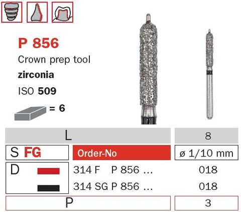 Crown Prep w/ Guide Pin Zircona P856