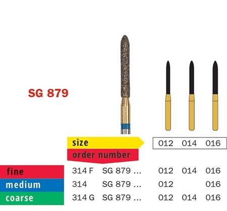 Swiss Goldie Cylindrical Torpedo 879 Diamond Bur