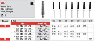 Edenta FG Long Flat End Taper 847/016 Coarse