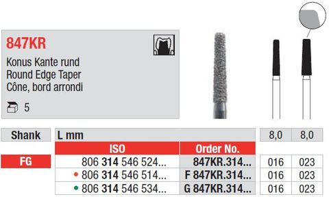 Edenta FG Long Round Edge Taper 847KR