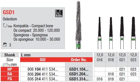 Edenta Osteotom Diamond Coated Bone Cutter