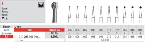 Edenta Slow Speed Steel Bur Round