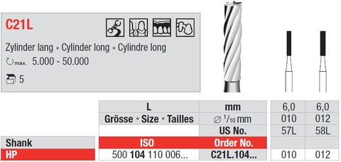 Edenta HP Tungsten Carbide Cylinder C21L