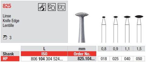Edenta HP Lentil 825 Diamond Bur