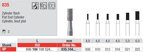 Edenta HP Flat Fissure 835 Diamond Bur