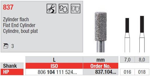 Edenta HP Long Flat Fissure 837 Diamond