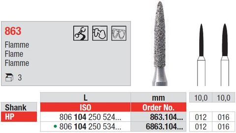 Edenta HP Long Flame 863 Diamond Bur