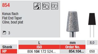 Edenta HP Diamond Flat End Taper 854/050