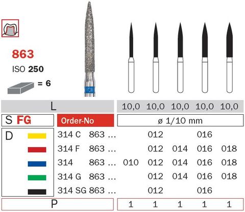 Diaswiss FG Long Flame 863 Diamond Bur