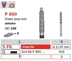 Diaswiss FG Crown Preparation Tool with Guide Pin