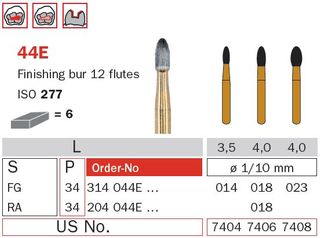 Diaswiss FG t/Carbide Finishing 12 Fluted 44E/014