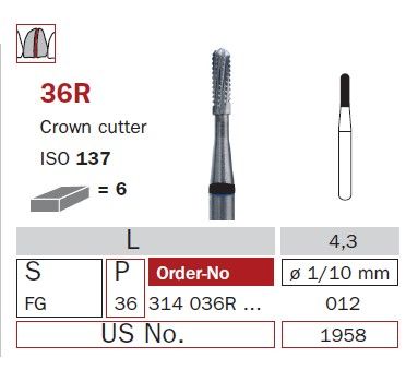 Diaswiss FG Crown Cutter Round End Tungsten Carbid