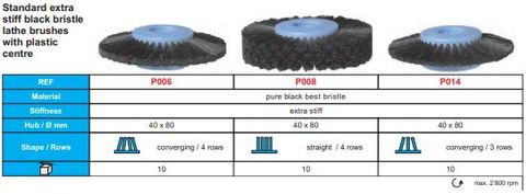 4-Row Black Bristle Lathe Brush 80mm