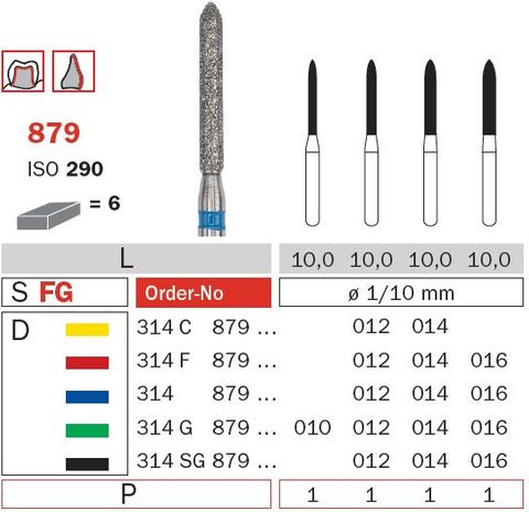 Diaswiss FG Cylindrical Torpedo 879 Diamond Bur