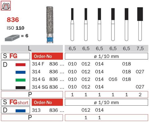 Diaswiss FG Long Flat Fissure 836 Diamond