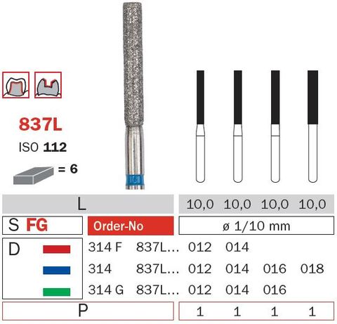 Diaswiss X-Long Flat Fissure 837L Diamond