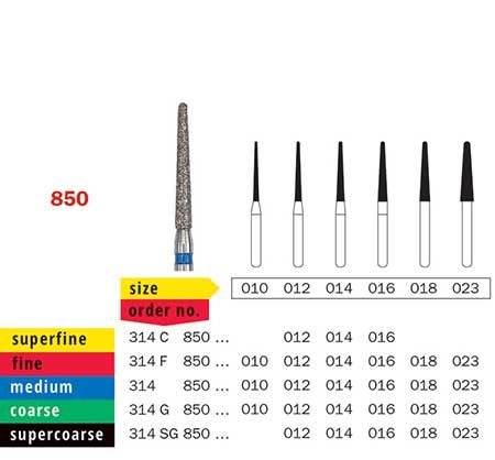 Diaswiss Long Round End Taper 850 Diamond Bur