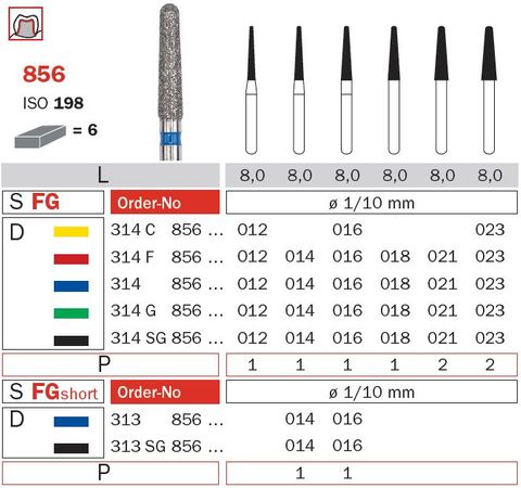 Diaswiss FG Long Round Taper 856 Diamond Bur