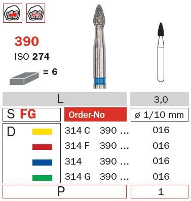 Diaswiss FG Grenade 390/016 Diamond Bur