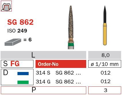 Swiss Goldie Flame 862 Diamond Bur