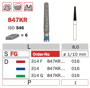 Diaswiss FG Long Round Edge Taper 847KR