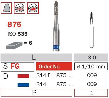 Diaswiss FG Beveled End Cylinder 874