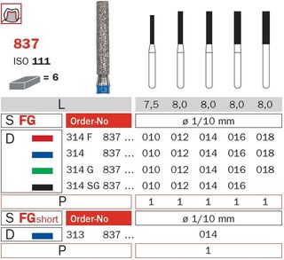 Diaswiss FG Long Flat Fissure Diamond 837/012 Med