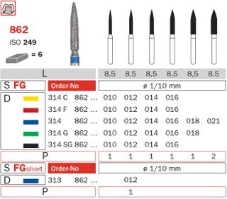 Diaswiss FG Flame Diamond 862/010 Extra-Fine
