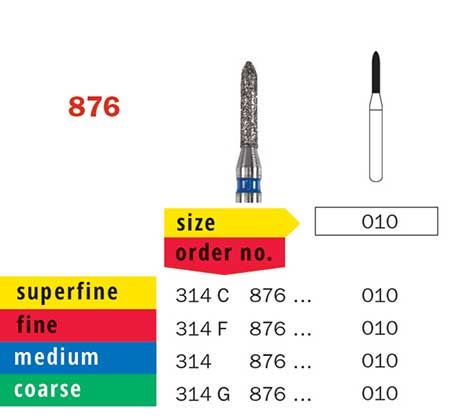 Modified Beveled End Cylinder 876 Diamond Bur