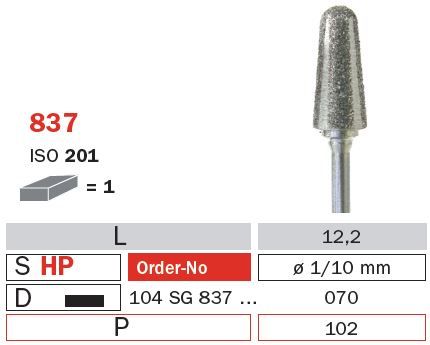 Diaswiss HP Diamond Round End Taper 837/070