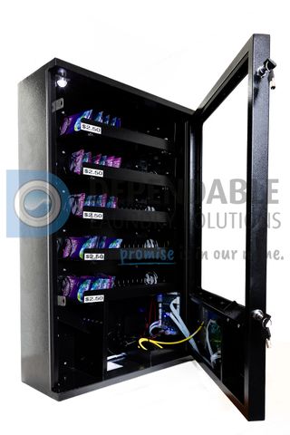 BLACK ELECTRONIC SOAP VENDING MACHINE - WALL MOUNTED - WITH COIN DROP (90x26x60).