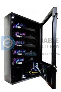BLACK ELECTRONIC SOAP VENDING MACHINE - WALL MOUNTED - WITH COIN DROP (90x26x60).