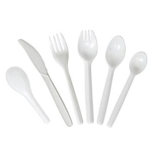 Plastic Chinese Soup Spoons - White