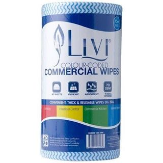 Livi Heavy duty cloth wipes 45m BLUE