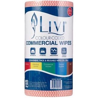 Livi Heavy duty cloth wipes 45m RED