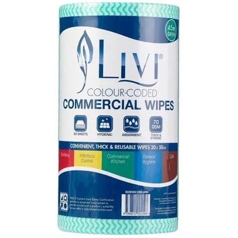 Livi Heavy duty cloth wipes 45m GREEN