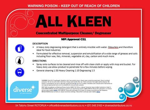 ALL KLEEN (Super Red) Degreaser Concentrate  5L