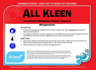 ALL KLEEN (Super Red) Degreaser Concentrate 20L
