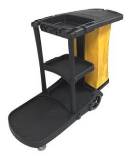 JANITOR CART WITH BAG - BLACK