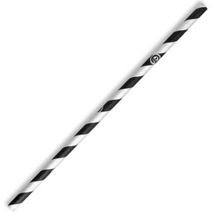 BioPak STRAW JUMBO Black Stripe 10mm x 2500ctn