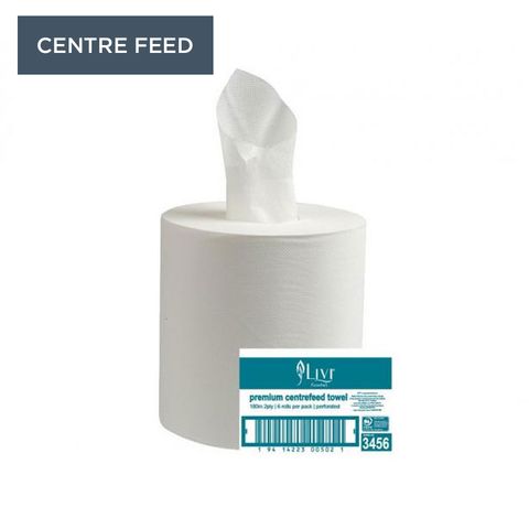 Livi CENTREFEED 2PLY PAPER TOWEL 180m x6 ROLLS #3456