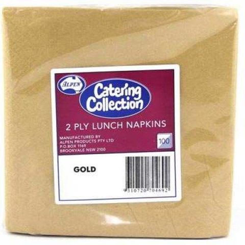 Napkins Lunch 1/4 fold gold 2ply
