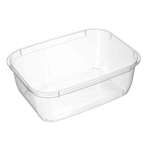 Containers Microwave unhinged lid recyclable clear polypropylene rectangle 1000ml