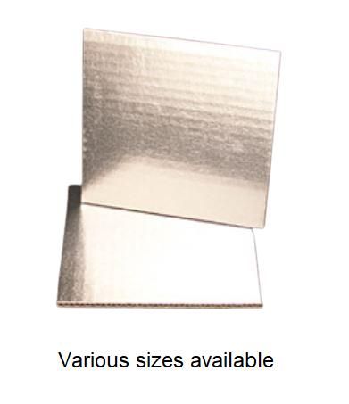 Cake Board foil covered silver milkboard rectangle 2mm (T) 406mm (L) 309mm (W)